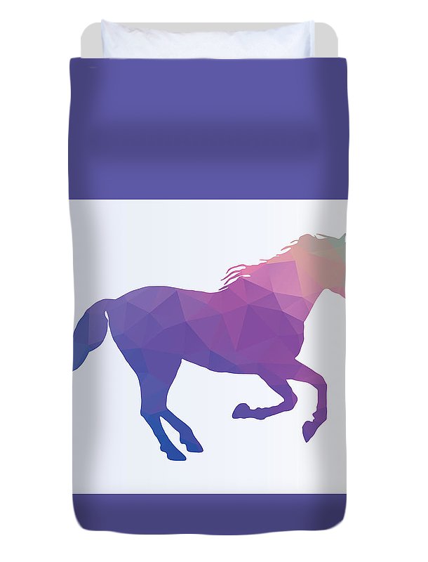 Polygonal Unicorn Horse Silhouette - Duvet Cover