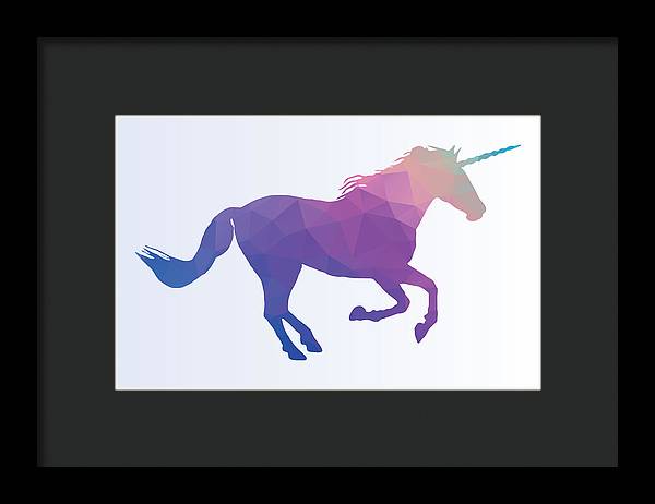 Polygonal Unicorn Horse Silhouette - Framed Print