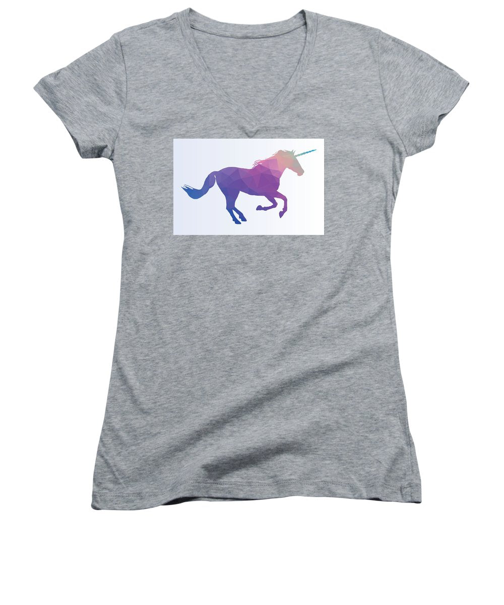 Polygonal Unicorn Horse Silhouette - Women's V-Neck