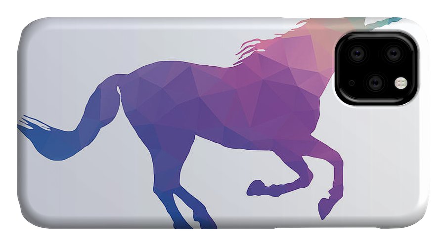 Polygonal Unicorn Horse Silhouette - Phone Case
