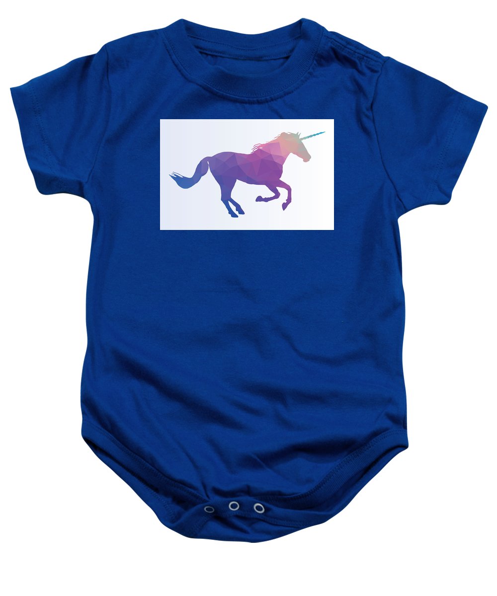 Polygonal Unicorn Horse Silhouette - Baby Onesie