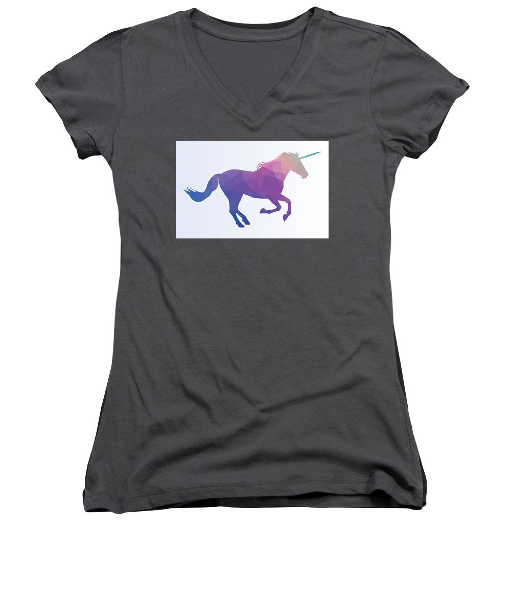 Polygonal Unicorn Horse Silhouette - Women's V-Neck