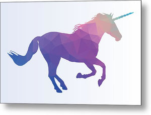 Polygonal Unicorn Horse Silhouette - Metal Print
