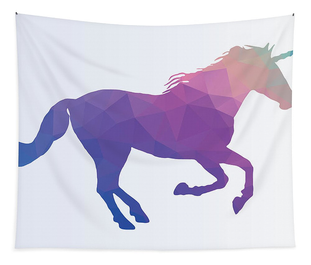 Polygonal Unicorn Horse Silhouette - Tapestry