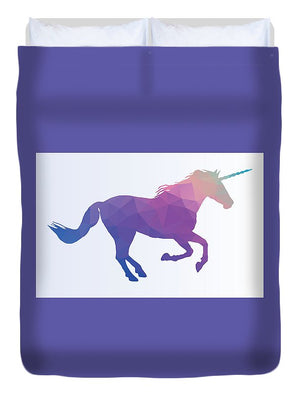 Polygonal Unicorn Horse Silhouette - Duvet Cover