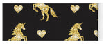Vector seamless pattern of golden glitter unicorn silhouette isolated on black background - Yoga Mat