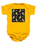 Vector seamless pattern of golden glitter unicorn silhouette isolated on black background - Baby Onesie
