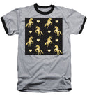 Vector seamless pattern of golden glitter unicorn silhouette isolated on black background - Baseball T-Shirt