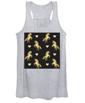 Vector seamless pattern of golden glitter unicorn silhouette isolated on black background - Women's Tank Top