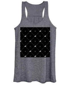 Vector seamless pattern of white horse silhouette with heart isolated on black - Women's Tank Top