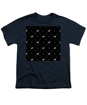 Vector seamless pattern of white horse silhouette with heart isolated on black - Youth T-Shirt