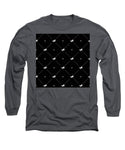 Vector seamless pattern of white horse silhouette with heart isolated on black - Long Sleeve T-Shirt