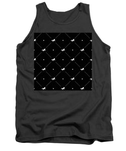 Vector seamless pattern of white horse silhouette with heart isolated on black - Tank Top