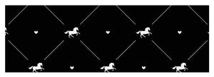 Vector seamless pattern of white horse silhouette with heart isolated on black - Yoga Mat