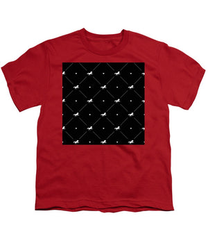 Vector seamless pattern of white horse silhouette with heart isolated on black - Youth T-Shirt