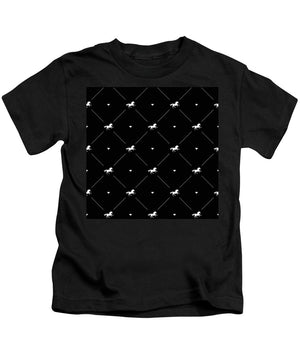 Vector seamless pattern of white horse silhouette with heart isolated on black - Kids T-Shirt