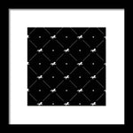 Vector seamless pattern of white horse silhouette with heart isolated on black - Framed Print