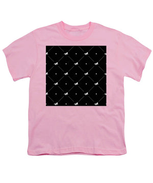 Vector seamless pattern of white horse silhouette with heart isolated on black - Youth T-Shirt