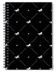Vector seamless pattern of white horse silhouette with heart isolated on black - Spiral Notebook